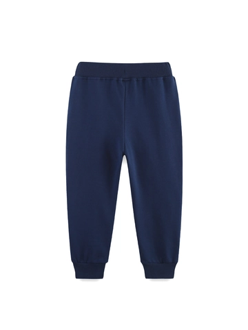Pantalon de Jogging en Coton pour Garçons Broderie Avion Style Occidental Automne Pantalon de Sport Décontracté avec Cordon Bleu Marine
