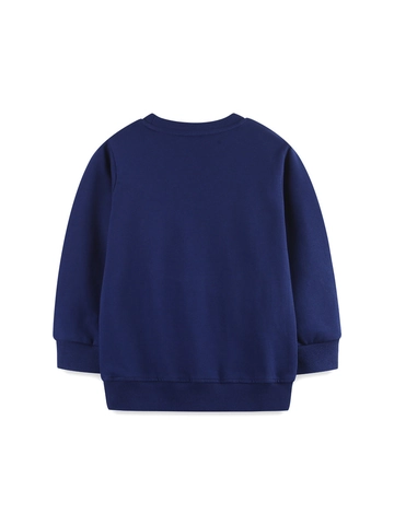 Felpa in Cotone da Ragazzo Manica Lunga Girocollo Pullover Autunnale Ricamo Razzo Spaziale Top Sportivo per Bambini