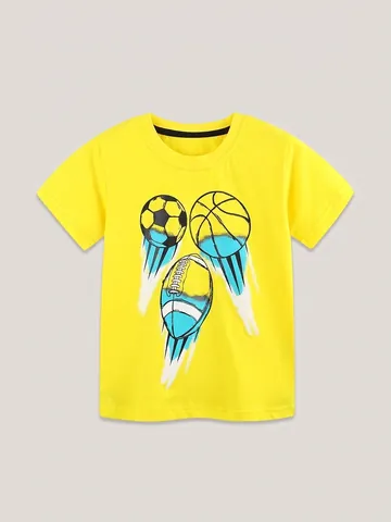 Παιδικό Καλοκαιρινό Βαμβακερό T-Shirt με Κοντό Μανίκι Μόδα Αθλητισμός Ποδόσφαιρο Μπάσκετ Ράγκμπι Τύπωμα Λαιμόκοψη Top