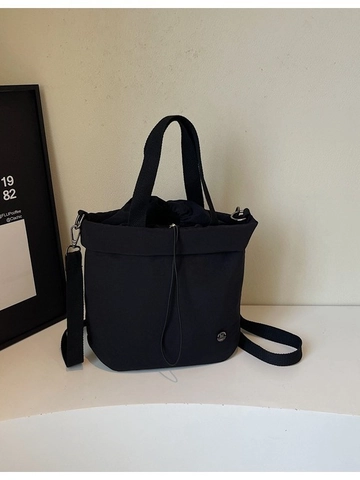 Koreanischer Stil Leinwand Kordelzug Eimer Tasche Damen Vielseitig Lässig Umhängetasche Mit Verstellbarem Gurt Einfarbig