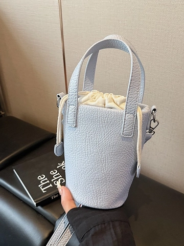 Sac Seau Minimaliste en Cuir PU pour Femmes Surpiqûres Cordon Sac Bandoulière Sangle Amovible Sac à Main pour le Quotidien
