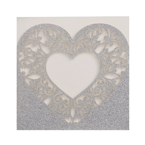 Lasergeschnittene Hohlherz-Glitzerpapier-Einladungskarten Elegantes Rebenmuster Grußkarten Für Hochzeit Valentinstag