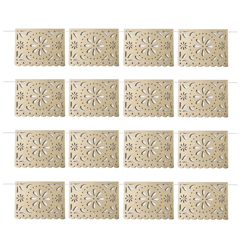 Lasergeschnittener Hochzeitsbanner Aus Holz Mexikanischer Papel Picado Stil Sonnenblume Hohl Aufhängung Für Hochzeitsfeier Dekor