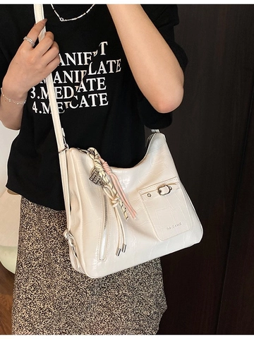 Grand Sac à Épaule en PU Motif Crocodile pour Femmes Design de Niche Sac Fourre-tout de Banlieue Bandoulière Réglable