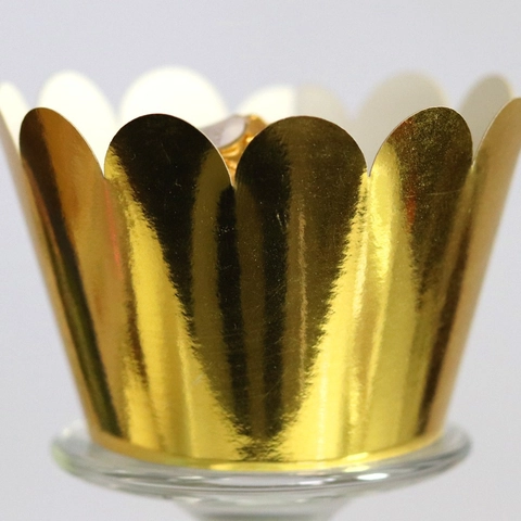 Laser Cut Scalloped Cupcake Wrappers Pearlescent Paperboard Metallic Glitter Cake Liner For Wedding Birthday Party Decoration