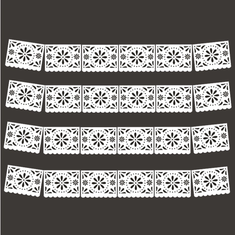 Eleganter Weißer Perlmuttpapier Hohlbanner Für Hochzeitsfeier Dekorationen Laserschnitt Blumen Girlande Mexikanischer Stil Papel Picado