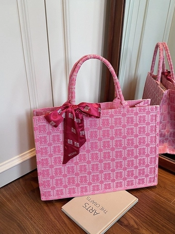 Neuer Chinesischer Stil Doppeltes Glücksmuster Stickerei Tote Bag Große Kapazität Hochzeit Schultertasche Handtasche Mit Seidenschal