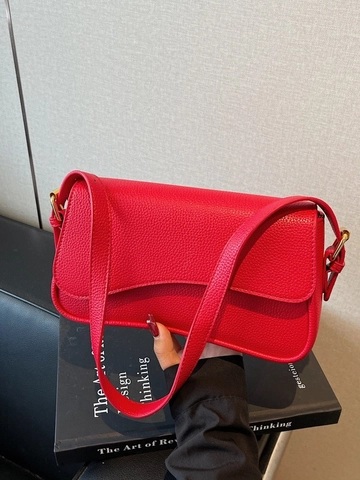 Bolso de Axila de Cuero PU Vintage con Textura de Lichi para Mujer Moda Bolso Bandolera Minimalista Solapa Asimétrica Bolso de Hombro Conmutar
