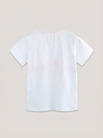 Maglietta Estiva in Cotone per Bambine Stampa Cartoon Fenicottero Manica Corta Top Casual Girocollo Sportivo Abbigliamento Bambina