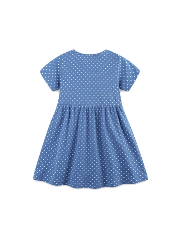 Robe d'été pour Filles à Pois Broderie Animale en Coton à Manches Courtes Vêtements Décontractés en Tricot pour Enfants 2-7Y