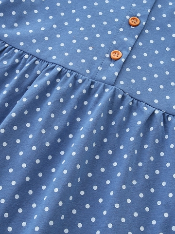 Robe d'été pour Filles à Pois Broderie Animale en Coton à Manches Courtes Vêtements Décontractés en Tricot pour Enfants 2-7Y