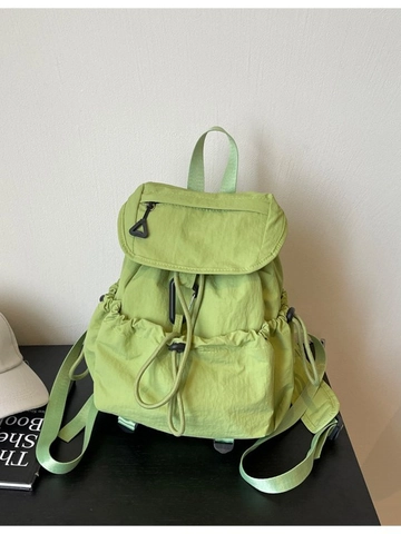Women Pleated Drawstring Nylon Backpack Large Capacity Fashion Student School Bag Casual Travel Rucksack Waterproof Daypack