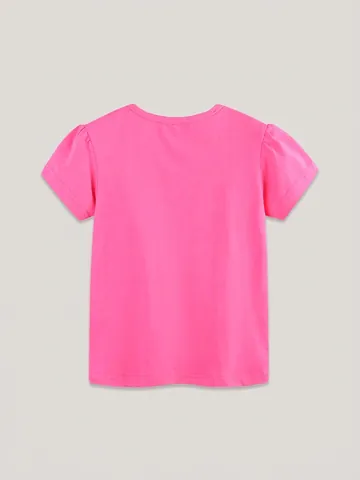 Γυναικείο Βαμβακερό T-Shirt με Τύπωμα Κολίμπρι και Λουλούδια Κοντό Φουσκωτό Μανίκι Στρογγυλή Λαιμόκοψη Καλοκαιρινό Top