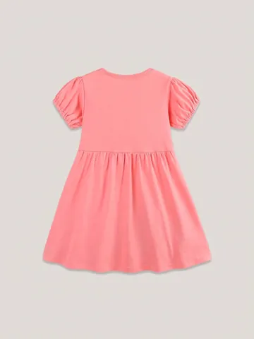 Meisjes Zomer Katoenen Jurk Korte Mouw Konijn Bloemen Borduurwerk Prinses Feestjurk Zoet Roze Kleding Voor Kinderen