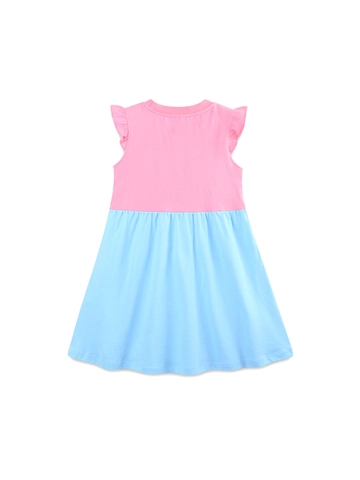 Sommer Mädchen Ärmelloses Prinzessinnenkleid Baumwolle Rosa Blau Spleißen Einhorn Stickerei Rüschenärmel Kinder Kleidung