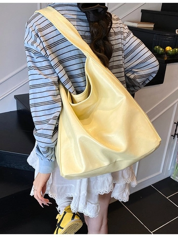Damen Große Kapazität PU Leder Hobo Umhängetasche Minimalistisch Pendler Tragetasche Mit Magnetschnalle Einfache Tasche