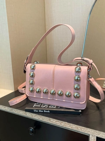 Women Moto Style Crossbody Bag Rivet Flap Small Square Bag PU Leather Adjustable Strap Shoulder Bag Solid Color Handbag