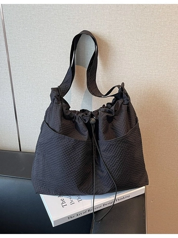 Sac Fourre-tout en Toile à Texture Gaufre pour Femmes Grande Capacité avec Cordon Sac à Épaule Décontracté Été Sac Bandoulière