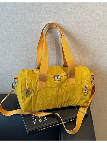 Bolso de Hombro de Lona Moderno para Mujer Color Sólido Gran Capacidad Bolso de Viaje Cilíndrico Fitness Gym Bolso Boston Simple