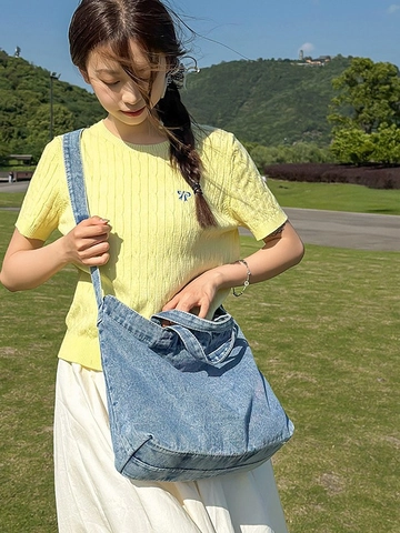 Sac Fourre-tout en Jean pour Femmes Grande Capacité Sac à Épaule Décontracté Sac à Main en Denim Délavé Vintage Sac Hobo Polyvalent