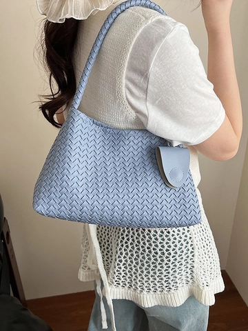 Französisch Nische Gewebte Schultertasche Für Damen Neu Minimalistisch PU Leder Eimertasche Handheld Achselhöhle Tasche Mode Casual Tägliche Umhängetasche