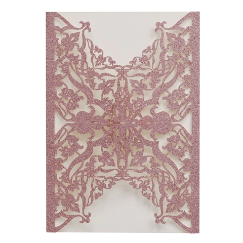 Laser Cut Invitation Pocket Glitter Paper Wedding Invitation Covers European Flower Pattern Hollow Greeting Card Envelope