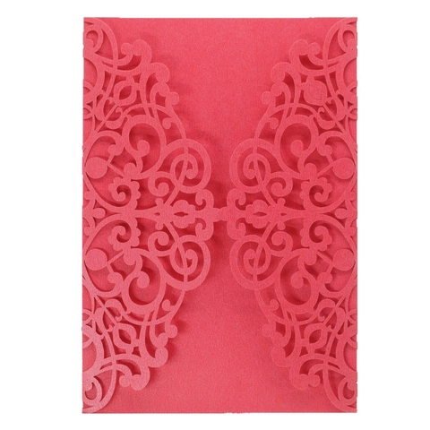 Couverture d'Invitation Mariage Style Européen Découpe Laser Papier Perlé Carte Filigrane Florale Pour Cérémonie Fête
