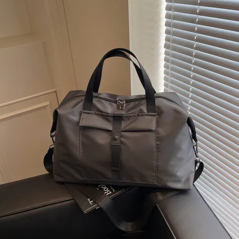 Sac de Voyage Grande Capacité Léger Imperméable en Tissu Sac de Weekend Sport pour Hommes Femmes Couleur Unie