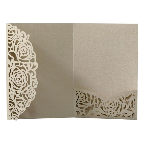 Copertura Invito Rosa Taglio Laser Carta Perlata Biglietto Auguri Floreale Traforato per Matrimonio Festa San Valentino