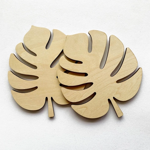 Monstera Leaf Wood Coaster Laser Cut Heat Resistant Wooden Placemat Table Mat Decorative Hollow Out Cup Pad Home Kitchen Decor