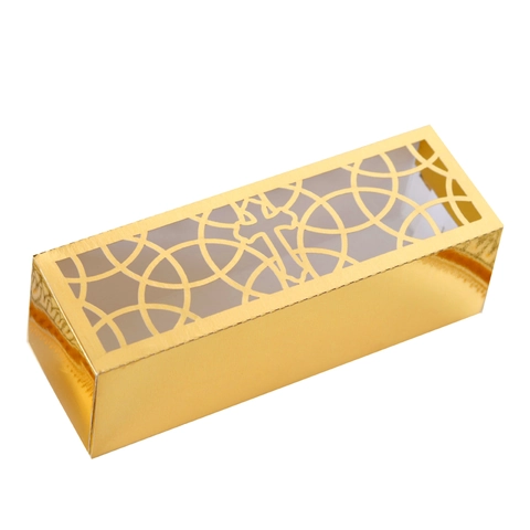 Hollow Laser Cut Favor Boxes Cross Pattern Mirror Paper Candy Boxes For Wedding Baptism Party Decorations Gift Box