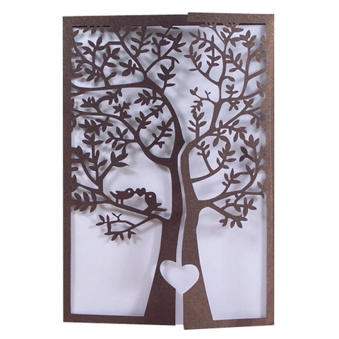 Inviti di Nozze Intagliati al Laser Albero dell'Amore Stile Europeo Carta Perlata Biglietto d'Auguri per Matrimonio