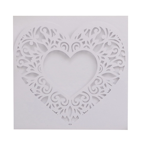 Invitations de Mariage en Forme de Cœur Découpées au Laser Carte de Voeux en Papier Perlé Ajouré Carte d'Invitation Élégante