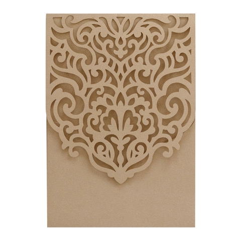 European Laser Cut Wedding Invitation Cards With Envelopes Pearlescent Paper Hollow Floral Pattern For Marriage Party Celebration Covers