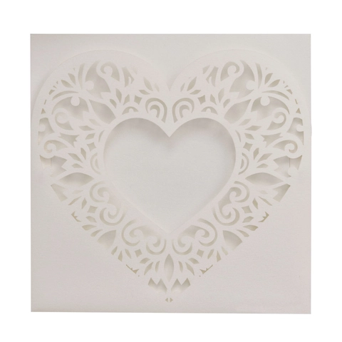 Invitations de Mariage en Forme de Cœur Découpées au Laser Carte de Voeux en Papier Perlé Ajouré Carte d'Invitation Élégante