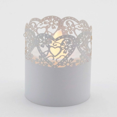 Corte Láser Corazón Flor Calado Funda de Vela Papel Perlado Encaje Para Boda Fiesta San Valentín Decoración de Mesa