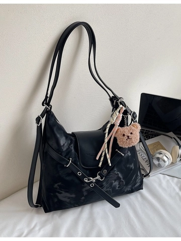 Sac à Dos Femme en Cuir PU Grande Capacité Sac à Épaule Hobo Multifonctionnel Avec Charme d'Ours Pour Mode