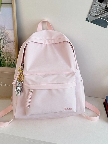 Sac à Dos Femme en Cuir PU Mode Minimaliste Doux Style Mori Motif Jacquard Sac de Voyage Avec Pendentif Ours Sac d'École Décontracté