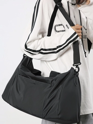 Sac de Voyage en Nylon Grande Capacité pour Femmes Sac de Sport Imperméable Avec Bandoulière Réglable Sac de Sport Couleur Unie