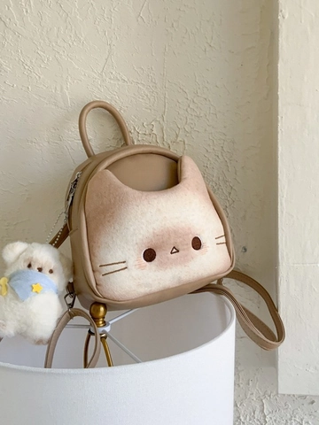 Zaino Mini Gatto Carino per Donna in Pelle PU Cartone Animato Piccola Borsa a Tracolla Con Ciondolo Peluche Orso Moda Coreana