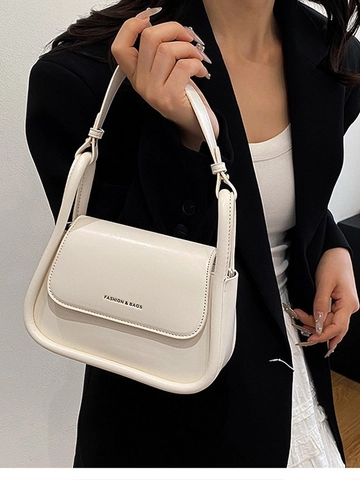 Borsa a Tracolla Boston in Pelle PU per Donna Borsa a Cuscino Piccola Minimalista Niche Retrò a Tinta Unita con Stampa Letterale