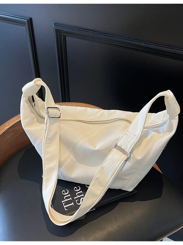 Bolso de Hombro de Media Luna de Lona para Mujer Bolso Bandolera de Estilo Coreano Minimalista Color Sólido Bolso Hobo Casual
