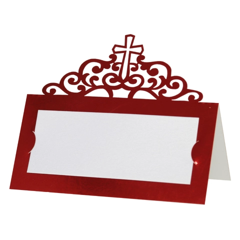 Laser Cut Cross Hollow Wedding Seating Name Place Cards Pearlescent Paper Elegant Table Decor For Baptism Party Banquet