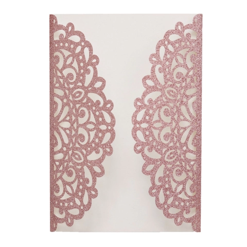Elegant Laser Cut Wedding Invitation Pockets Glitter Hollow Lace Design Invitation Covers For Engagement Party Supplies