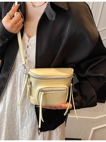 Trendy PU Leather Bucket Bag For Women Fashion Solid Color Crossbody Bag Adjustable Shoulder Strap Casual Commuter Bag