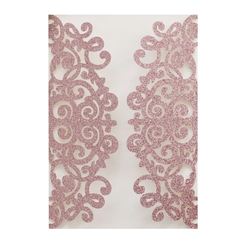 Laser Cut Wedding Invitation Pocket Glitter Paper Hollow Cross Greeting Card Cover For Engagement Party Invitation Shell