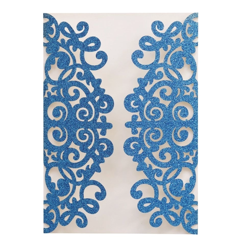 Laser Cut Wedding Invitation Pocket Glitter Paper Hollow Cross Greeting Card Cover For Engagement Party Invitation Shell