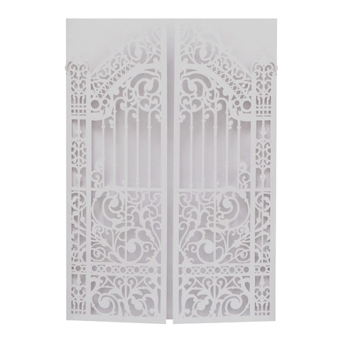 European Laser Cut Hollow Wedding Invitation Card Pearlescent Paper Gate Shape Greeting Cards For Marriage Party Celebration
