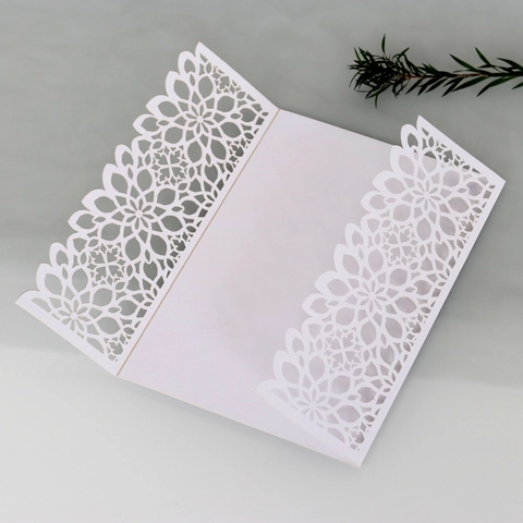 European Style Laser Cutout Hollow Flower Wedding Invitation Covers Pearlescent Paper Greeting Card Envelopes For Banquet Party Decor
