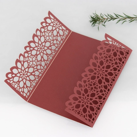 European Style Laser Cutout Hollow Flower Wedding Invitation Covers Pearlescent Paper Greeting Card Envelopes For Banquet Party Decor